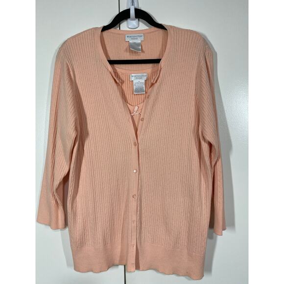 Worthington Woman Cotton Blend Cardigan Sweater 2X & Matching Tank 1X Set - Picture 2 of 11